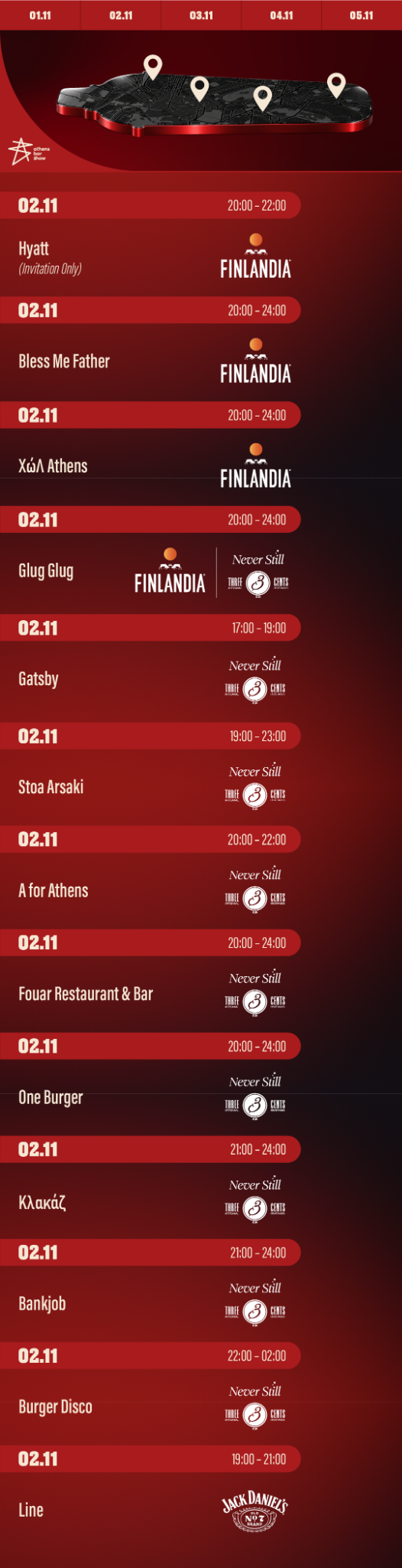 Athens Bar Show City Brand Events programme for 2 November 2026